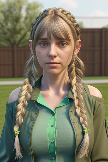 raw, photo, 2 women,((3d style,3d render,cg)),beautiful, white hair, long braid, brown eyes, flower on the neck, Sexy transparent  clothes, cute gloves,((( animal focus, bangs, bare shoulders, beard, braid, collarbone, drawstring, flower, green jacket, green shirt, hair ornament, looking at viewer, medium breasts, realistic, school uniform, shirt, two-tone hair))),nsfw