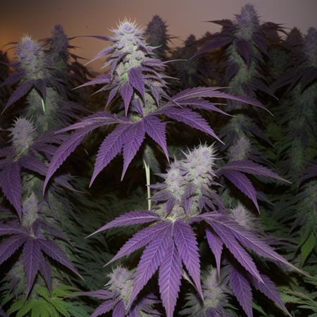 (purple:1.4) young pot leaves, vegetative,  GANnabis,  <lora:GANnabis-000009:0.5>