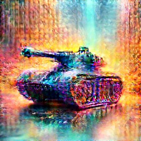 made out of fractangles, tank rolling through a fild.