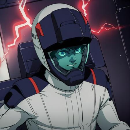 masterpiece,high quality,solo,
<lora:kamillebidan001:0.7>,
kamillebidan,1boy,
helmet,
pilot suit,
cockpit,
lightning effect,electric shock from the eyes,