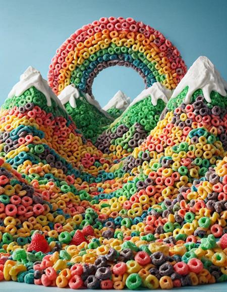 Mountains made of fruit loops <lora:FruitLoopStyle:1>