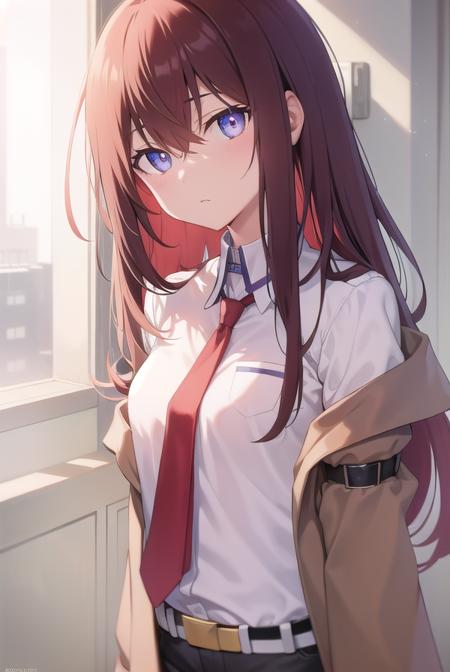 kurisumakise, <lora:kurisutest:1>,
kurisu makise, hair between eyes, hair over shoulder, long hair, (purple eyes:1.1), red hair, straight hair, (flat chest:1.2),
BREAK black pantyhose, black shorts, brown coat, coat, collared shirt, long sleeves, necktie, pantyhose, pantyhose under shorts, shirt, short shorts, shorts, sleeves past wrists, white shirt, wing collar,
BREAK looking at viewer,
BREAK indoors, lab,
BREAK <lora:GoodHands-vanilla:1>, (masterpiece:1.2), best quality, high resolution, unity 8k wallpaper, (illustration:0.8), (beautiful detailed eyes:1.6), extremely detailed face, perfect lighting, extremely detailed CG, (perfect hands, perfect anatomy),