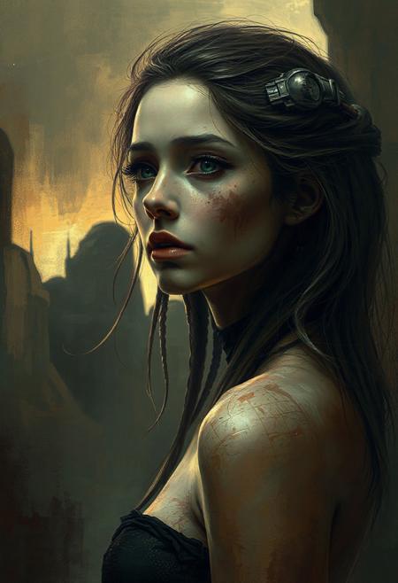 context backgrounds,  by H. R. Giger, young woman, Digital painting,