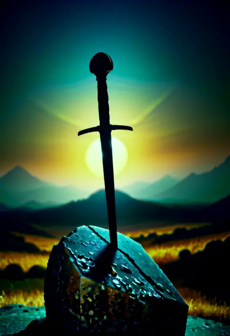 The Excalibur sticking in a rock