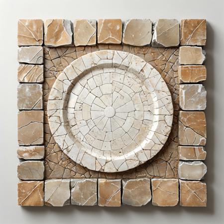 Hyper-realistic, detailed, intricate, flat texture, game item, dark-beige-colored raw flint stone plate , centered, simple white background