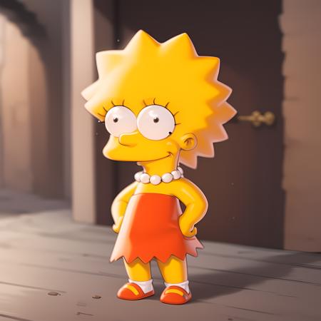 ((masterpiece, best quality)),(complex light), full body,1girl, solo, lisa simpson, <lora:Lisa_Simpson1-10:1>,red dress,closed mouth, black bead eyes