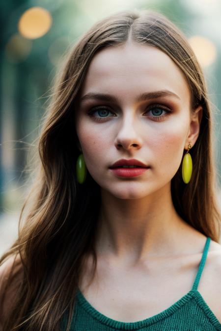 photo of (0dej0nge:0.99), a beautiful woman, perfect hair, (vintage photo, Neon Yellow Striped knit maxi dress), 85mm, (analog, cinematic, film grain:1.3), (tintype), (in a :park:1.2), detailed eyes, (seductive pose), (epicPhoto), (looking at viewer), painted lips, earrings, (cinematic shot:1.3), PA7_Portrait-HL_v2