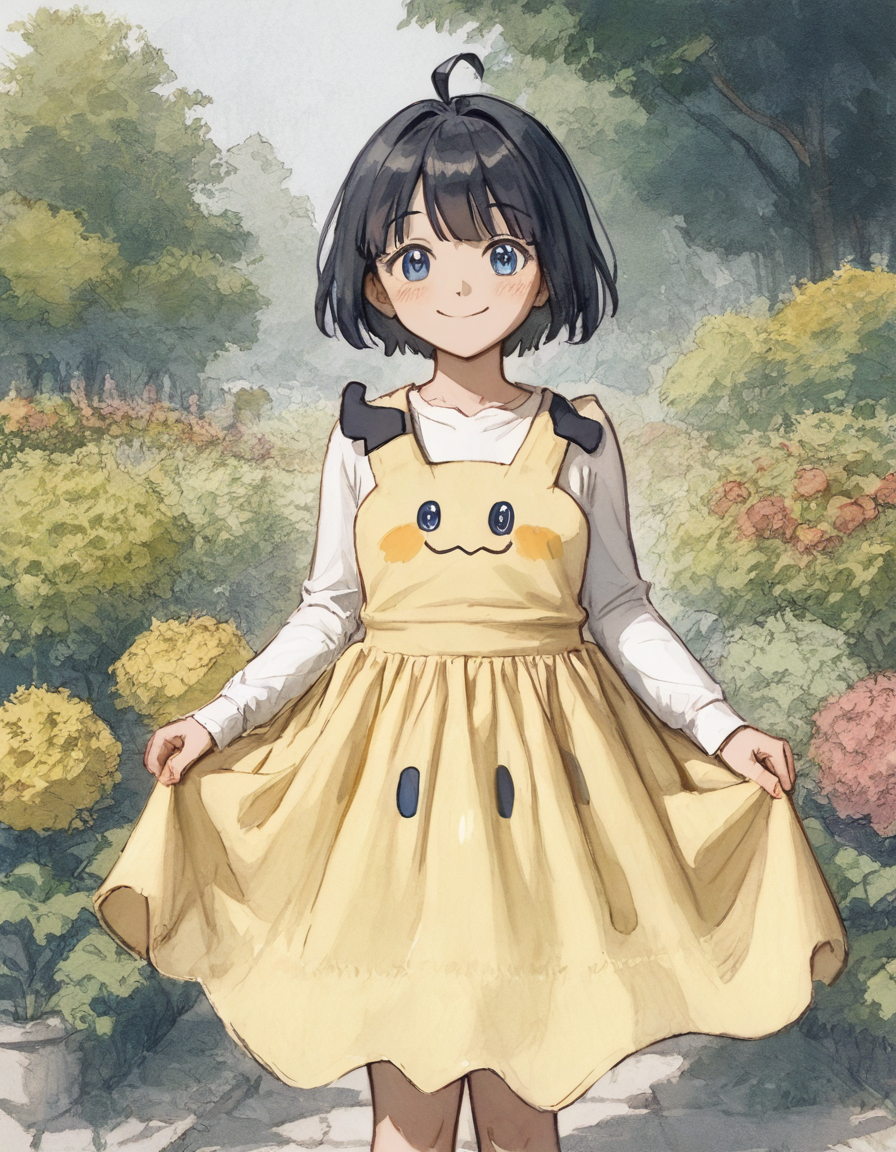 score_9_score_8_up_score_7_up__1girl__mimikyu_pinafore__ncpy43_style_watercolor_sketch__skirt_hold__curtsey__smile__short_hair__ahoge__blue_eyes__black_hair__garden_-score_6_score_5_sco_4266141410.png