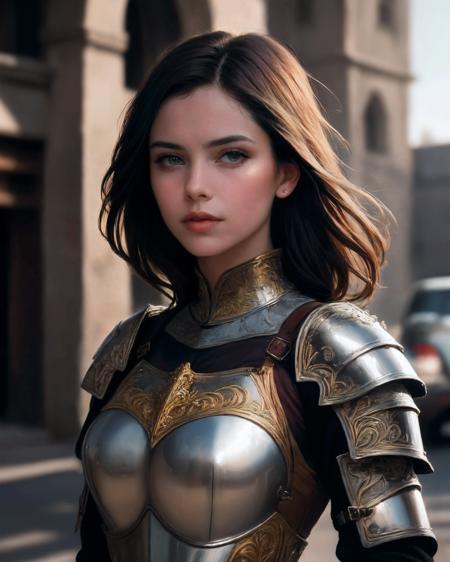 (masterpiece:1.1), (extremely intricate:1.3), (realistic:1.1), portrait of a girl, the most beautiful in the world, (medieval armor:1.1), metal reflections, upper body, billboards, intense sunlight, far away castle, professional photograph of a stunning woman detailed, sharp focus, dramatic, award winning, cinematic lighting, octane render, unreal engine, volumetrics dtx, (film grain:1.1), (bokeh:1.1), (blurry foreground:1.1), (blurry background:1.1), crest on chest,