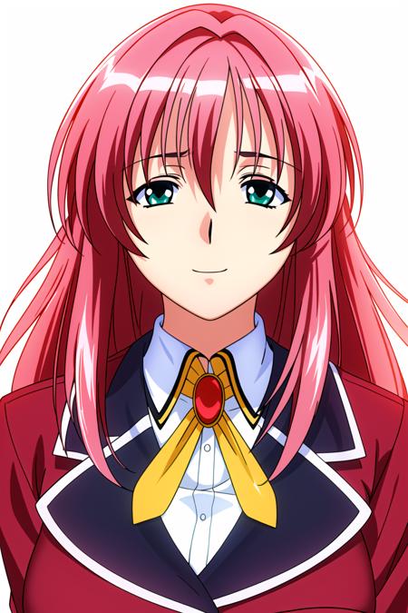 Simple White Background,
uniform with a yellow tie,red jacket,long sleeves,buttons, collared shirt,
<lora:Akari_Mizuno_Houkago-KK77-V1:0.7>,
pink hair,green eyes, Bangs,long hair, 
<lora:Mariana_Luciano_NON_VIRGIN-KK77-V1:0.3>,<lora:more_details:0.1>,
1 girl, 20yo,Young female,Beautiful Finger,Beautiful long legs,Beautiful body,Beautiful Nose,Beautiful character design, perfect eyes, perfect face,expressive eyes,perfect balance,
looking at viewer,(Focus on her face),closed mouth, (innocent_big_eyes:1.0),Light_Smile,
official art,extremely detailed CG unity 8k wallpaper, perfect lighting,Colorful, Bright_Front_face_Lighting,shiny skin, 
(masterpiece:1.0),(best_quality:1.0), ultra high res,4K,ultra-detailed,
photography, 8K, HDR, highres, absurdres:1.2, Kodak portra 400, film grain, blurry background, bokeh:1.2, lens flare, (vibrant_color:1.2),professional photograph, 
(Beautiful,large_Breasts:1.4), (beautiful_face:1.5),(narrow_waist),