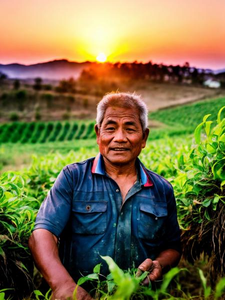 RAW photo, a close up of a farmer <lora:CC_v2.0:0.8> working in field, sunrise, (high detailed skin:1.2), 8k uhd, dslr, soft lighting, high quality, film grain, Fujifilm XT3