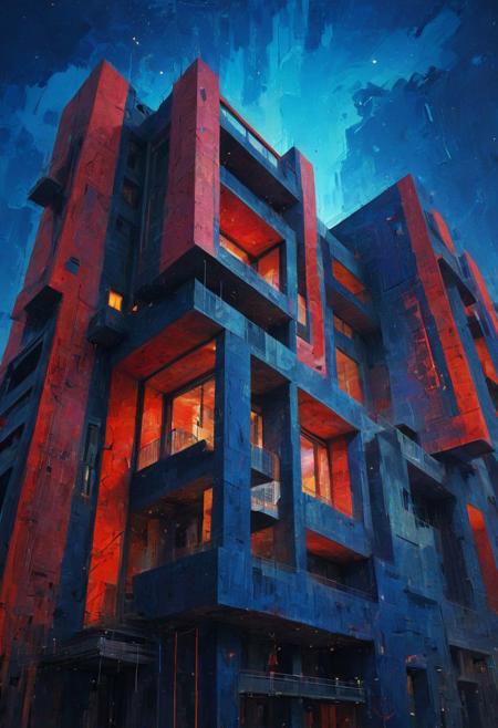 by Dom Qwek and Denys Lasdun,  (magnificent , Abstract Expressionism but extremely beautiful:1.4), (intricate details, masterpiece, best quality:1.4) ,
Cyberpunk style scenery, neon, dystopian, futuristic, digital, vibrant, detailed, high contrast, reminiscent of cyberpunk genre, , looking at viewer, dynamic pose, red and dark blue hue
<lora:add-detail-xl:1> <lora:xl_more_art-full_v1:0.5>  <lora:NicolaSamori:0.5> in the style of nicola samori <lora:looking_at_viewer:2>