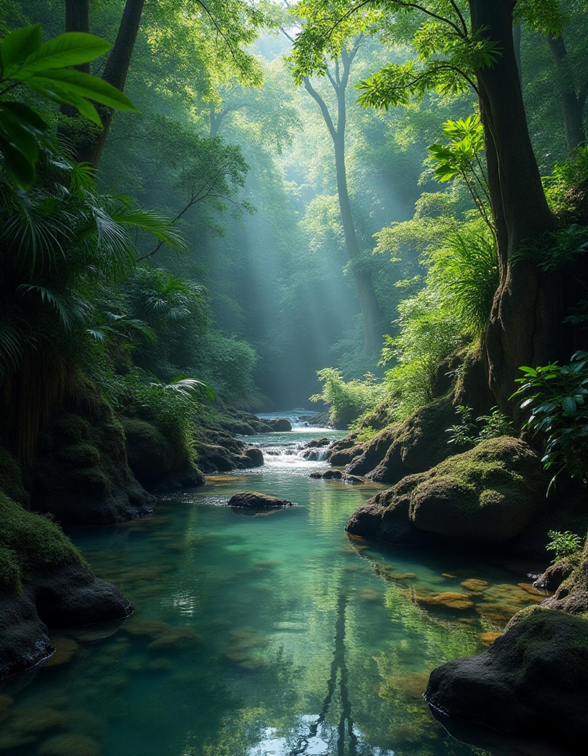 surreal creek in the jungle