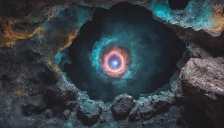 ultra-high definition, photo, abstract, surrealist black hole nebula mineral rocks, (in cave:1.9, water reflection:1.9), pastel colors, pitch black background, sharp edges, top down view
<lora:MJ52:0.4>
<lora:zavy-flrscnc-sdxl:0.4> zavy-flrscnc, fluorescent, fluorescent dust, glowing dust