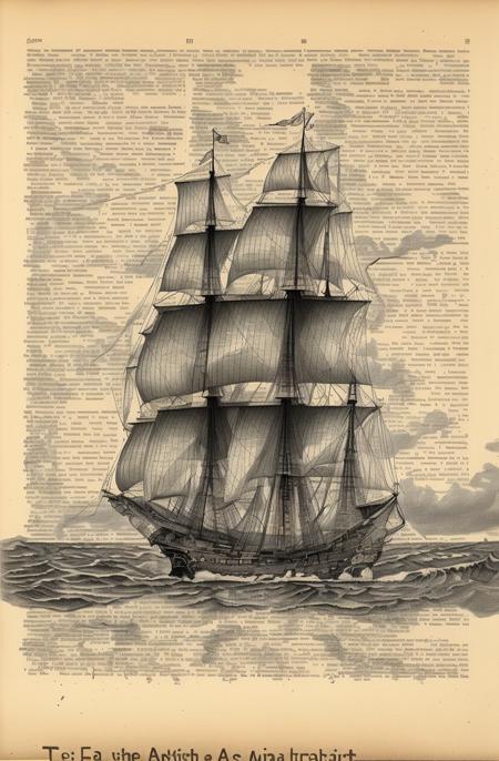 ((a drawing of a ship  in a dictionary book page with words written in english and spanish, Art & Language, detailed illustration, a mid-nineteenth century engraving, art & language, ))  dictionary_art  ,