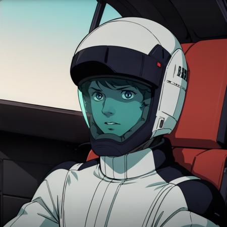 masterpiece,high quality,solo,
<lora:kamillebidan001:0.7>,
kamillebidan,1boy,
helmet,
pilot suit,
cockpit,