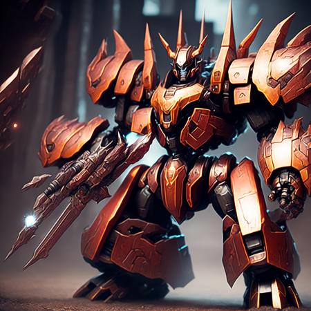 photo Diablo style Dungeons, Gundam Mecha fighting giant mobile armored mechanical beasts (GundamDungeon style:1) <lora:djzGundamDungeon:0.8)