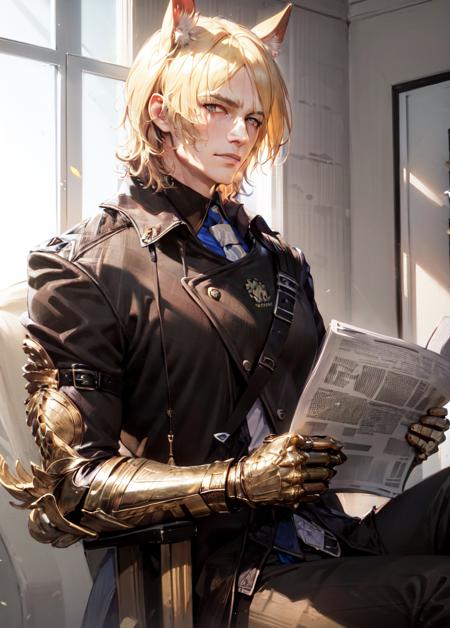 masterpiece,highres,best quality,office
Mynar,<lora:arknights-Mynar:1>,reading newspaper,