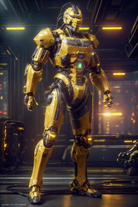 <lora:Cyrax_v1:0.7>
Masterpiece, best quality, (highly detailed raw photo:1.2), 8k render in octane, volumetric lighting, volumetric shadows  <lora:more_details:0.7>
portrait of a yellow robot, (armor reflexions:1.2), attack posture, long hair, random posture
((cyberpunk city with people in the background))