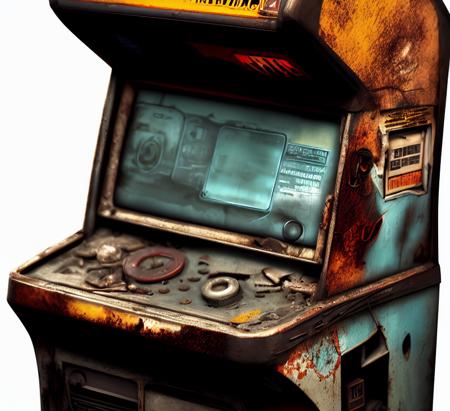 <lora:Old-Electronics - Trigger with Topnotch Artstyle:1> topnotch artstyle, /"Mortal Kombat II'/ arcade machine. Broken, rusted, color.