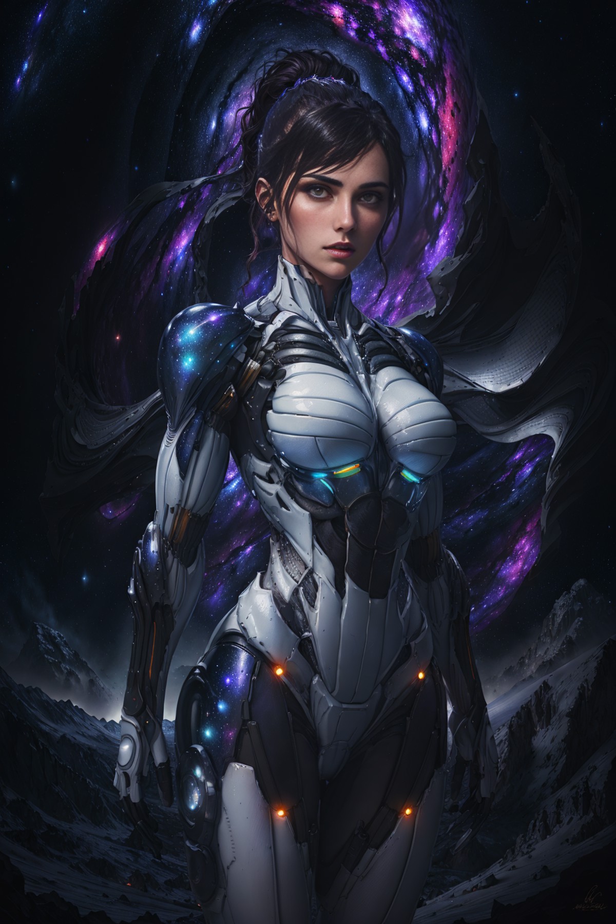 RAW, 1girl, colorful, ((white matte armor, blue lights <lora:CrysisNanosuit:0.7>)), (masterpiece, best quality), (detailed...
