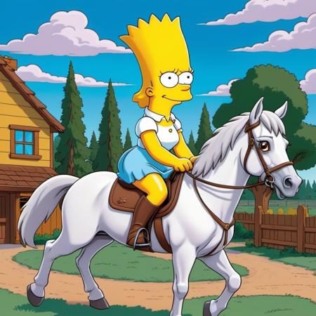 a pretty girl riding a horse, the simpsons cartoon