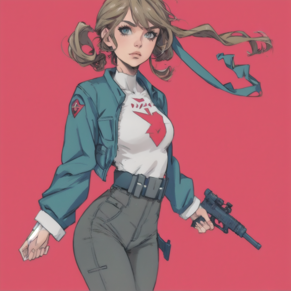 petite girl holding gun