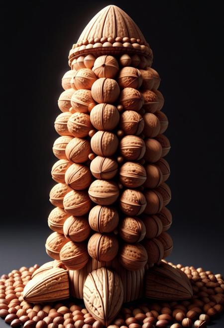 a space x rocket  made  out of nuts nutstylesnut, aid291