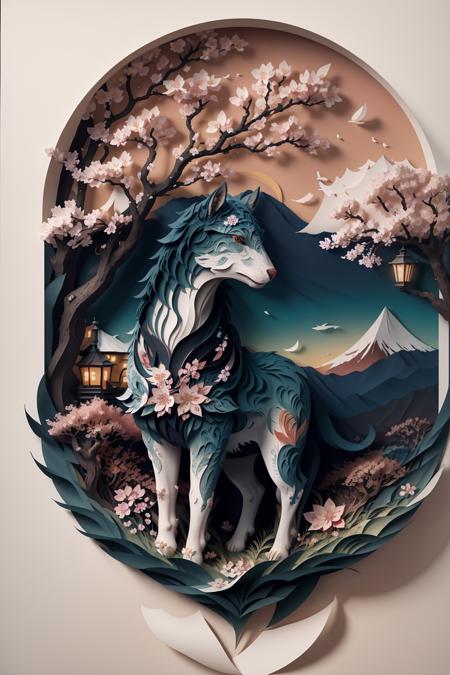 ((best quality)), (ultra high res), absurdres, high detailed, ((paper cut art)), flower, tree, cherry blossom, branch, decorative, (no humans), artistic, 8k, masterpiece, <lora:papper:0.77>