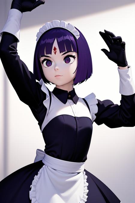 TFM_Raven, forehead mark, maid costume, maid headdress, maid apron