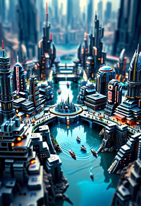 Tilt-shift photo of <lora:Metroplex-Futuristic-000006:1>,futuristic city backgrond,futuristic city scape,stunning sci-fi concept art,, <lora:Abstract Concept-water-000008:0.4>,fantasy art,space art,art photography,(Bayard Wu, Darek Zabrocki, David Martin:0.8),(concept art, dragon art:0.6),(abstract art, concrete art, poster art, video art:0.4),water, . Selective focus, miniature effect, blurred background, highly detailed, vibrant, perspective control