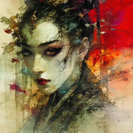Art Nouveau, Asian nobility, vibrant colour, exquisite detail, Paul Lovering color nuerographic drawing organic abstraction art therapy, alcohol inks, Story book style, Epic portrait, sinister, dark fantasy_backdrop, expressive, detailed_face, oil_painting, heavy strokes, by_jean_Baptiste_Monge, by_Karol_Bak, by_Carne_Griffiths, masterpiece, Unreal_Engine 3D; Symbolism, - Colourful, Polished, Complex; UHD; D3D; 16K", full color_painting, low_contrast, soft_cinematic_light, exposure_blend, hdr, front