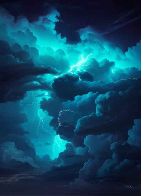 a large cloud is in the sky, water below it, space art, a matte painting, volumetric lightning