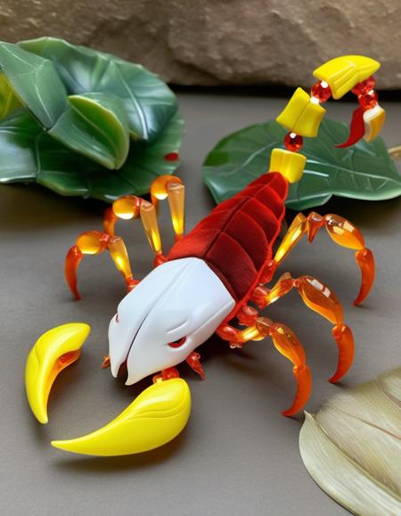 (Realistic:1.5) EdobScorpion, bone, white border, stuffed toy, full body, claws, pokemon (creature), leaf, gem uniform (houseki no kuni), mecha, concept art, no humans,  <lora:EdobScorpionArtistic_XL_v1.0:0.8>