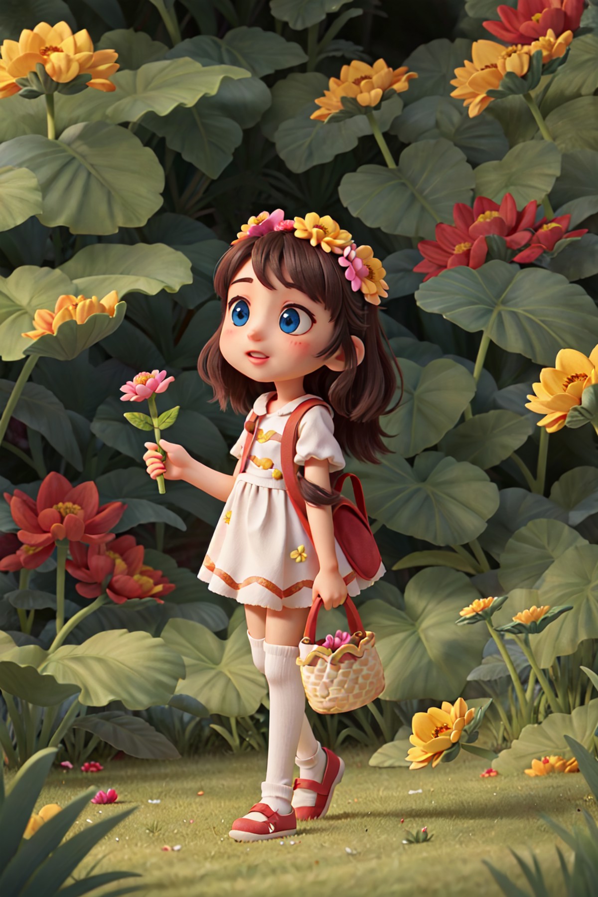 1 girl,flower,petal, <lora:Thumbelina:1>