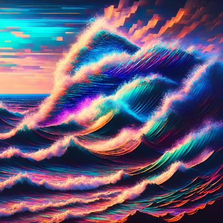 (glitchwave style:1) a painting of a wave crashing into the ocean <lora:djzGlitchWaveV21_LoraBooth:1>