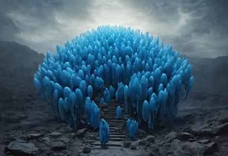 stuck in a nightmare, thirteen giant-sized glowing blue viruses, thirteen physically impossible stairways into nothingness, desolation, hopeless