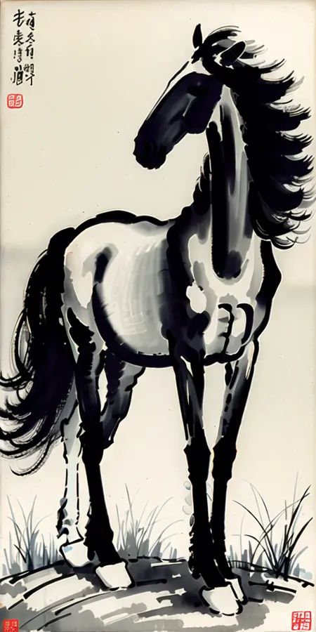 JZCG020-Traditional Chinese painting-Horse