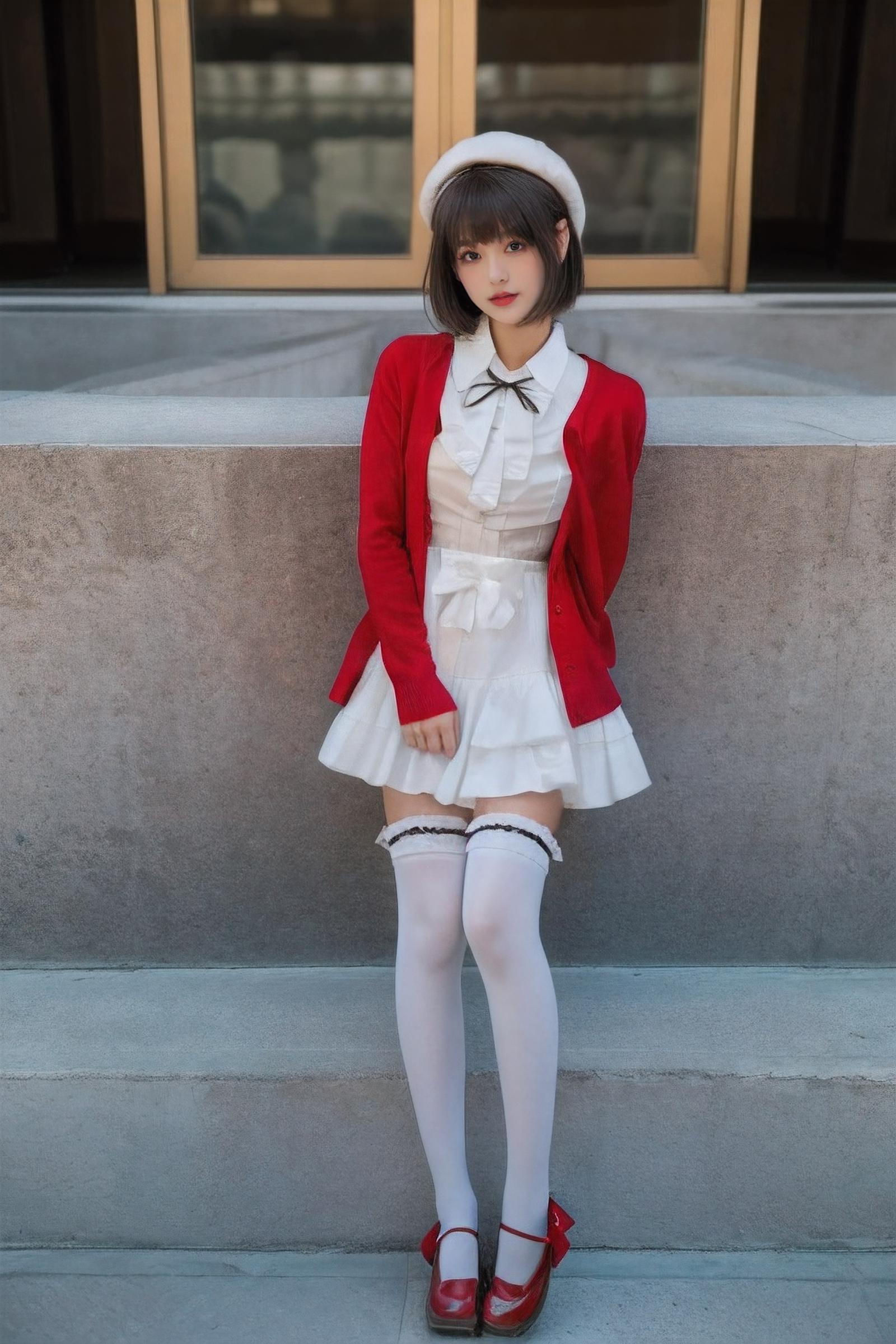 Katou Megumi 加藤恵 / SAEKANO   white dress, red jacket cosplay image by qwerkilo