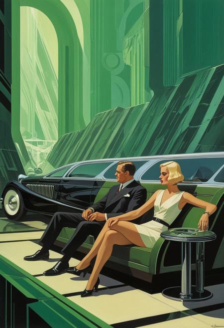 Art-deco 3/4 view of a {the concept of the conflict of unbearable loneliness v.s. extreme insecurity from the presence of people}, masterpice By (Tamara de Lempicka:0.75) and (Syd Mead:1.36), detailed retrofuturistic background, trending on artstation