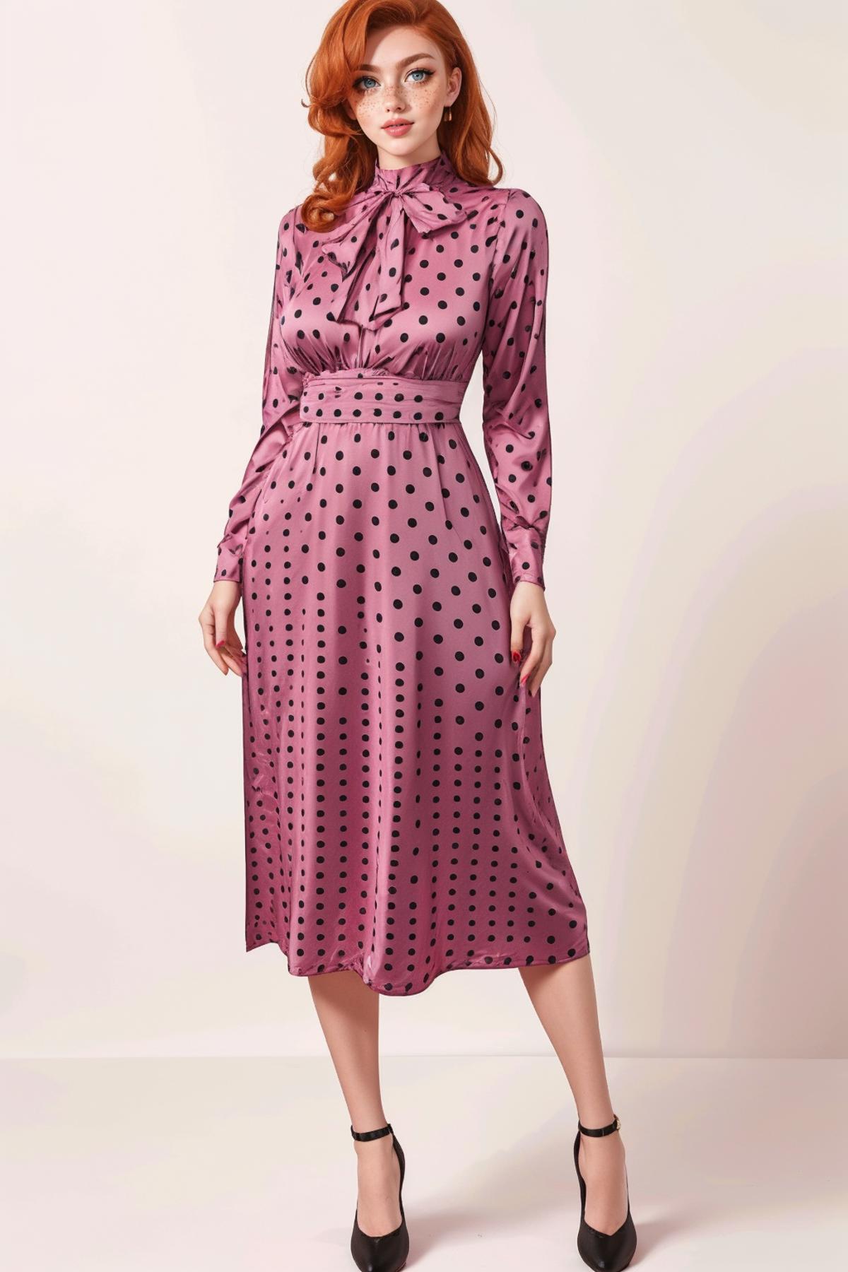 Retro Satin Polka Dot Dress - v1.0 | Stable Diffusion LoRA | Civitai