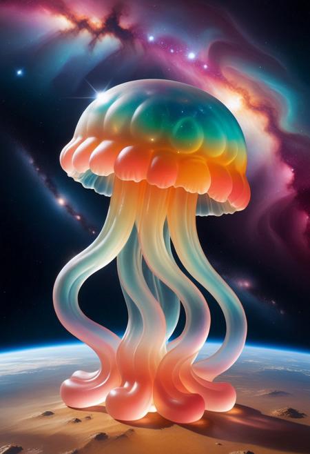 masterpiece,best quality,amazing quality, gummymorph, gummy jellyfish, outer space, nebula, planet