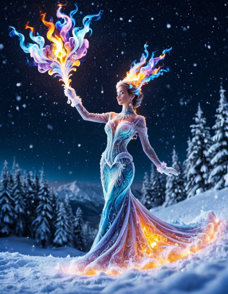 Dreamy [Figural:Noxious:16] "The ral-mthnl of Elegance", Snowy, Panorama, Depth of field 270mm, elegant, fantastic, <lora:ral-mthnl-sdxl:0.85>, cool colors, very coherent, dynamic, winning, enhanced quality, pure, intricate artistic color, grand illumination