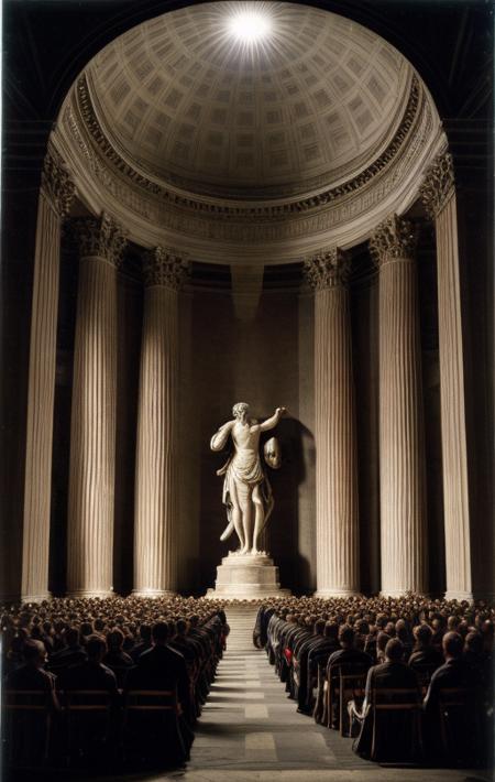 [Official Roman Empire] photo of an ((Roman Caesar with a bright comet with tail behind him))(phi golden ratio composition)BREAK [sombre occult Roman palace setting], [government ceremony], [pomp in abundance] (SURREALISTIC lighting) BREAK [low camera angle], [large format bellows camera with telephoto lens], in the style of [National Geographic magazine]<lora:MoreDetails:1> <lora:BetterHands:2>