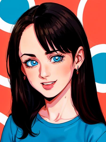 (2d 90s anime cel disney cartoon vector style) , 
headshot of a young girl dark brown hair blue eyes , 

 <lora:gilmore girls Alexis Bledel:0.65>