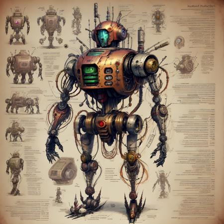 <lora:SteampunkSchematicsv2-000009:1> SteampunkSchematics complicated  robot