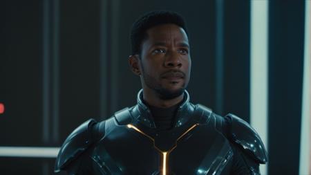 A man in a black scifi suit