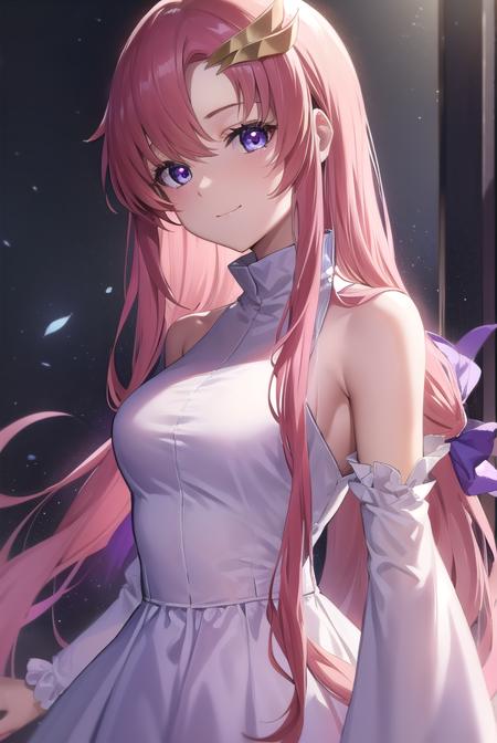 lacusclyne, <lora:lacusclyne-lora-nochekaiser:1>,
lacus clyne, (purple eyes:1.1), hair ornament, long hair, wave hair ornament, pink hair, smile,
BREAK dress, long dress, white dress, long sleeves, white sleeves, frills frilled skirt, frilled sleeves, detached sleeves, bare shoulders, purple skirt, purple frills,
BREAK looking at viewer, (cowboy shot:1.5),
BREAK outdoors, space, star \(sky\), sun, 
BREAK <lyco:GoodHands-beta2:1>, (masterpiece:1.2), best quality, high resolution, unity 8k wallpaper, (illustration:0.8), (beautiful detailed eyes:1.6), extremely detailed face, perfect lighting, extremely detailed CG, (perfect hands, perfect anatomy),