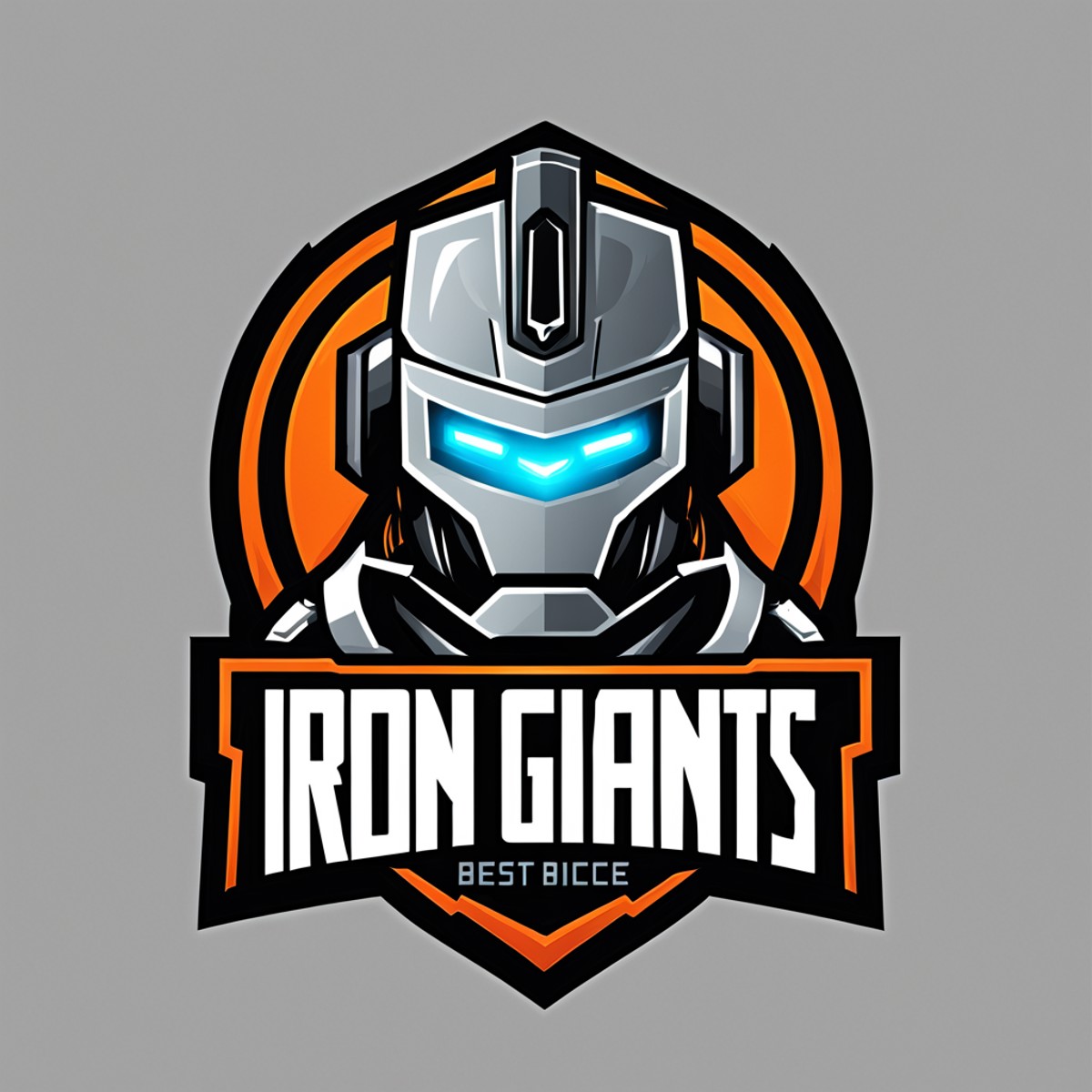 logomkrdsxl, logo for e-sports team, robot ,  vector, text "Iron Giants",  <lora:logomkrdsxl:1>, best quality, masterpiece,