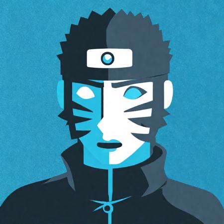 cultist simulator style, a portrait of naruto, blue background<lora:CultistSimulator_1.0-000010:1>